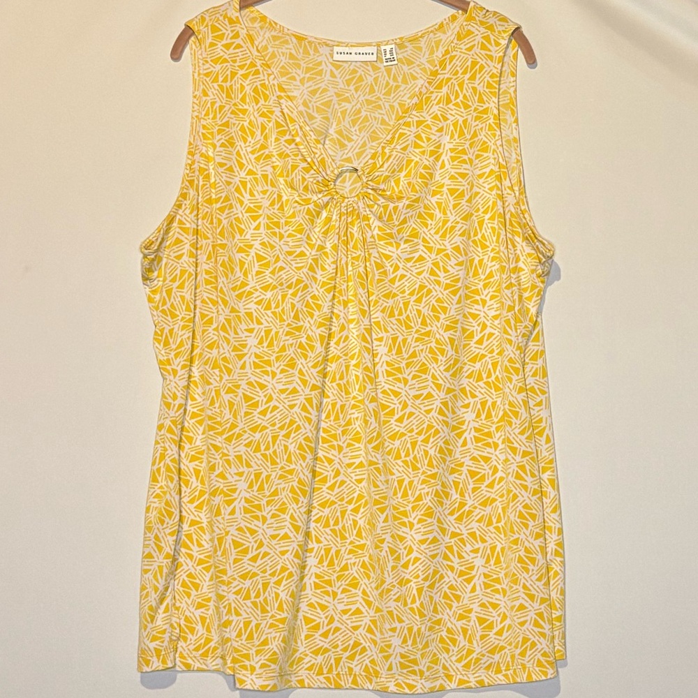 Susan Graver Liquid Knit Printed Sleeveless Top with Ring Detail